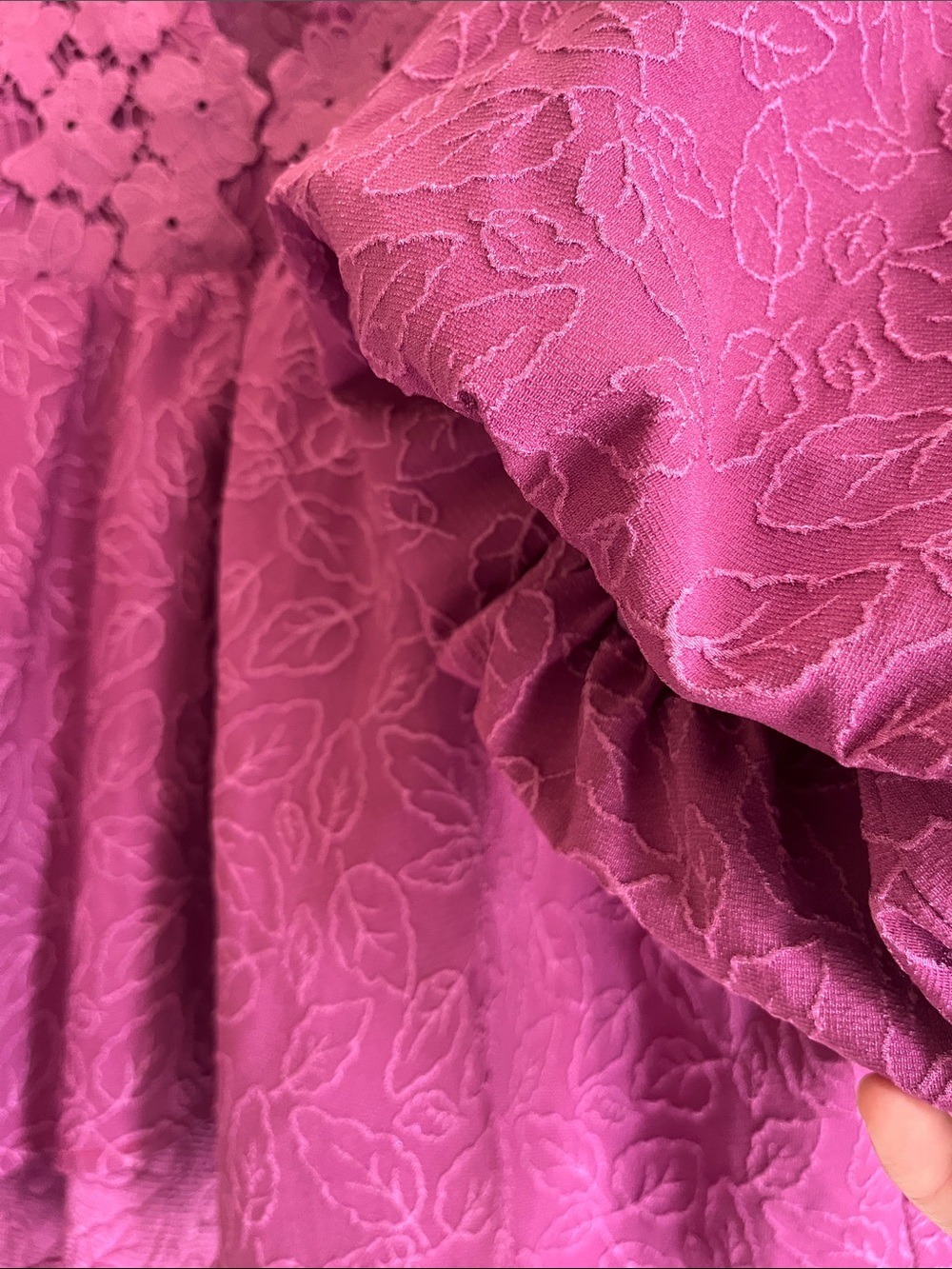 Umgee Purple Floral Lace-Trim Puff Sleeve Top - Picture 4 of 4